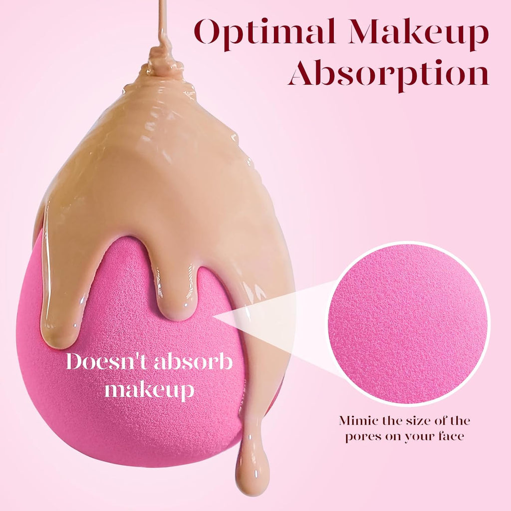 Super Soft Makeup Sponge Set of 6, Makeup Sponges for Foundation, Liquid, Cream and Powder, Pink Beauty Sponge for Blending, 0 Latex Blender, Christmas Stocking Stuffers for Adults