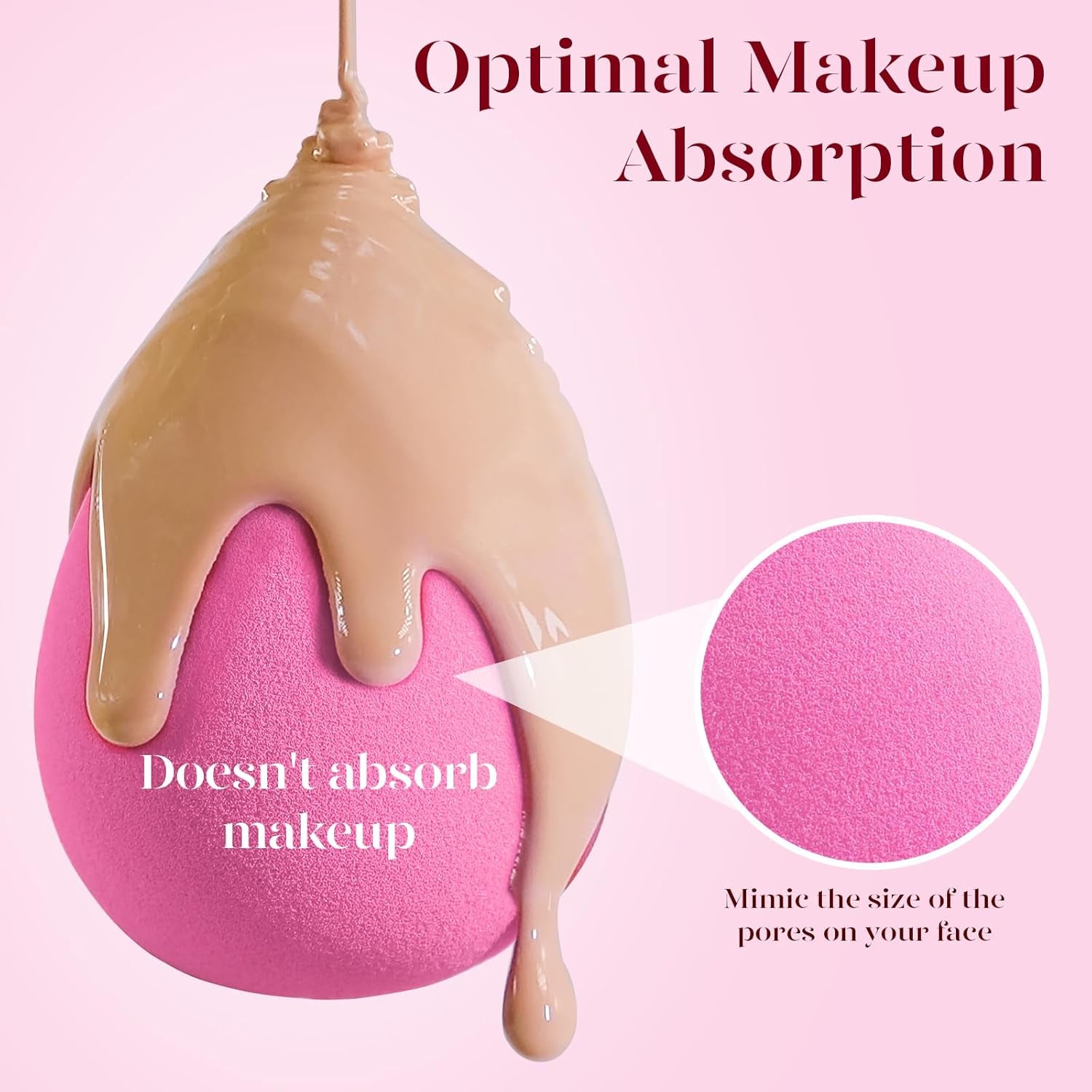 Super Soft Makeup Sponge Set of 6, Makeup Sponges for Foundation, Liquid, Cream and Powder, Pink Beauty Sponge for Blending, 0 Latex Blender, Christmas Stocking Stuffers for Adults