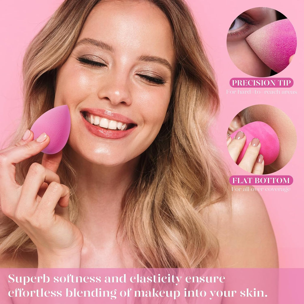 Super Soft Makeup Sponge Set of 6, Makeup Sponges for Foundation, Liquid, Cream and Powder, Pink Beauty Sponge for Blending, 0 Latex Blender, Christmas Stocking Stuffers for Adults